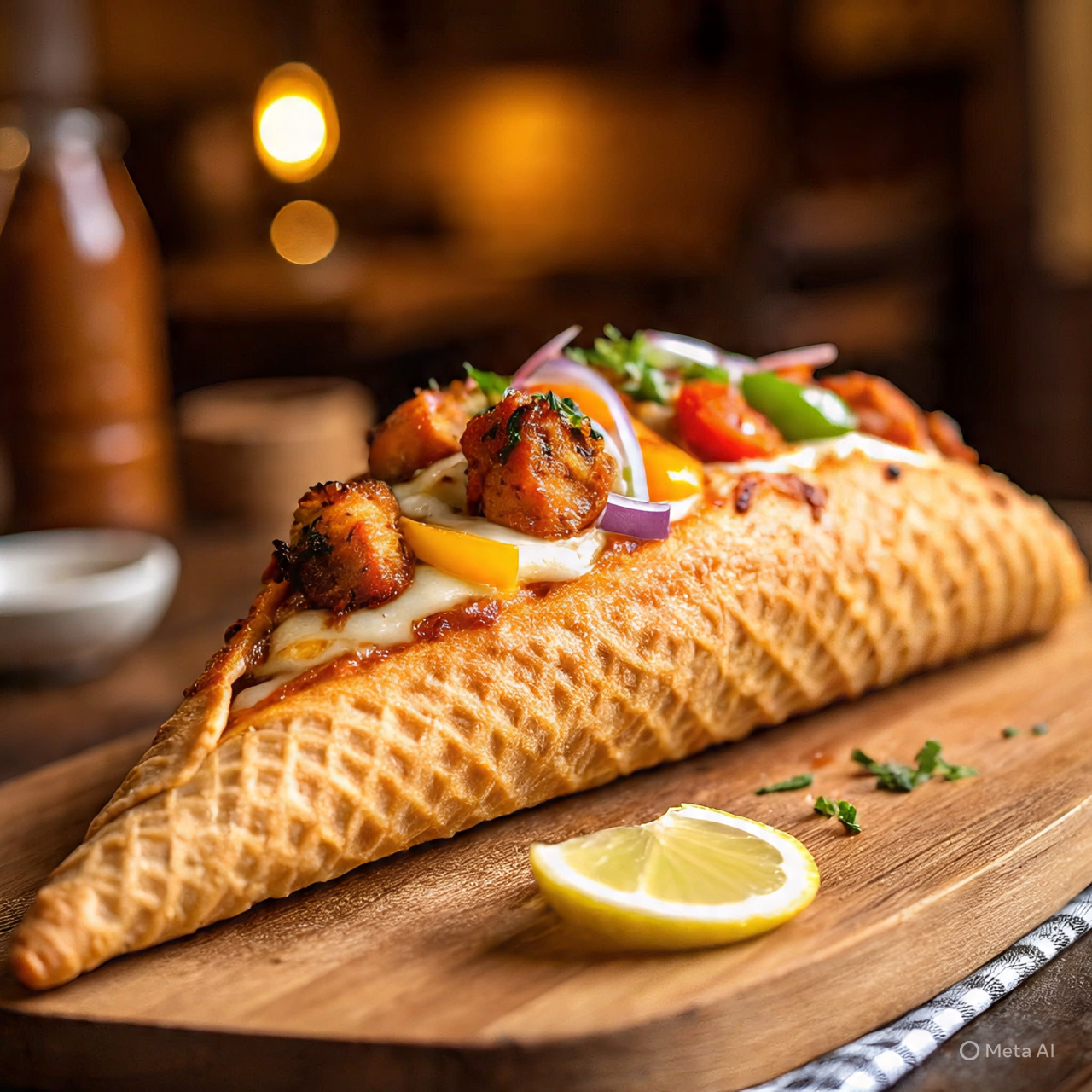 Chicken Kabab Cone Pizza